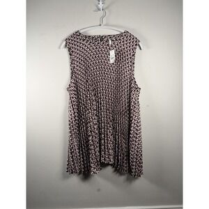 New CATO Sleeveless 22/24 floral Blouse plus Pink Brown Tank Office Geometric